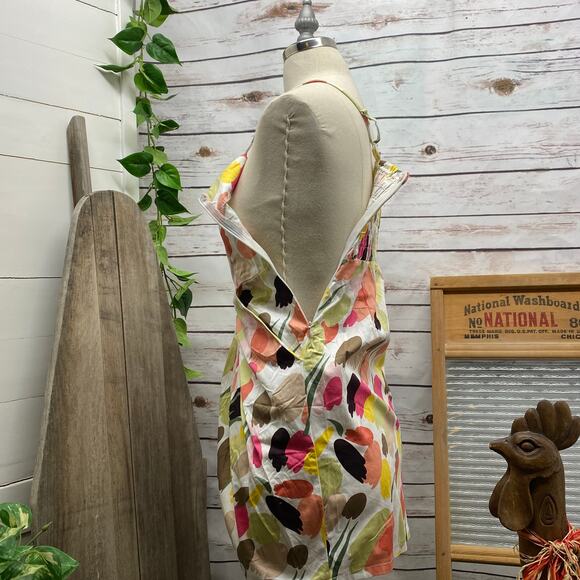 Rockabilly PinUp Spaghetti Strap Summer Dress Floral Elastic Back Pockets XS - Picture 9 of 9